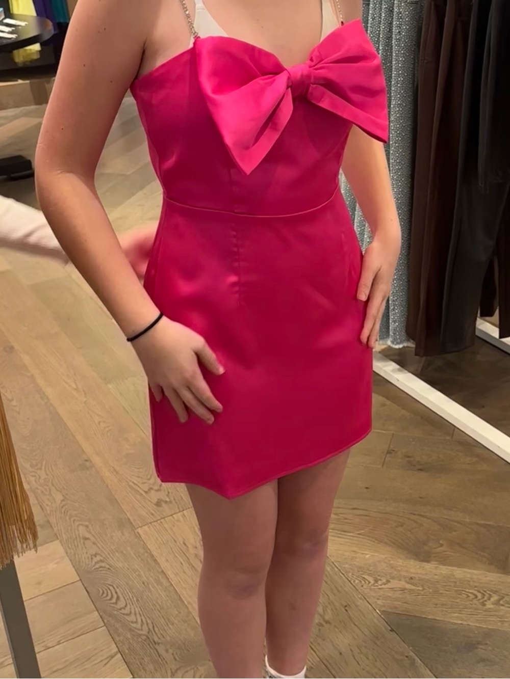 Hot Pink Strapless Semi-Formal Cocktail Dress - Picture 4 of 4